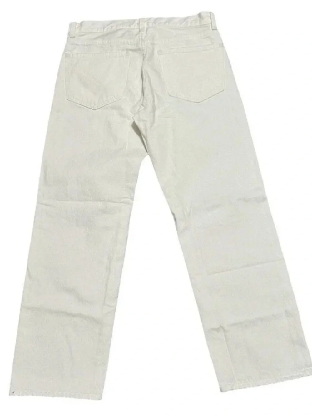 Madewell The Dean Easy Straight Crop White Cotton Torn Denim Jean Size 32 NWT
